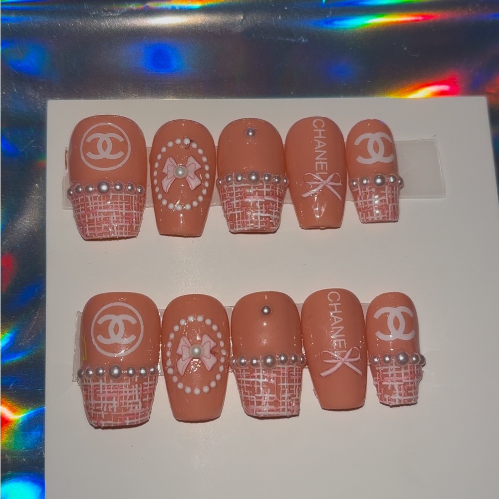 10 PC Hand Crafted/ Artisan Tweed Clueless Nails NWT